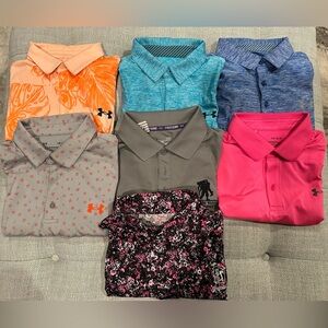 Set of 7 Under Armour Golf Polos size large